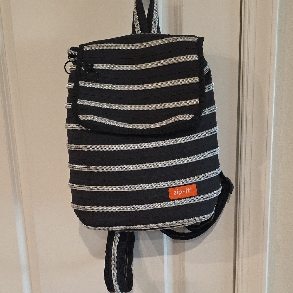 Zip It Black and White Striped  Backpack